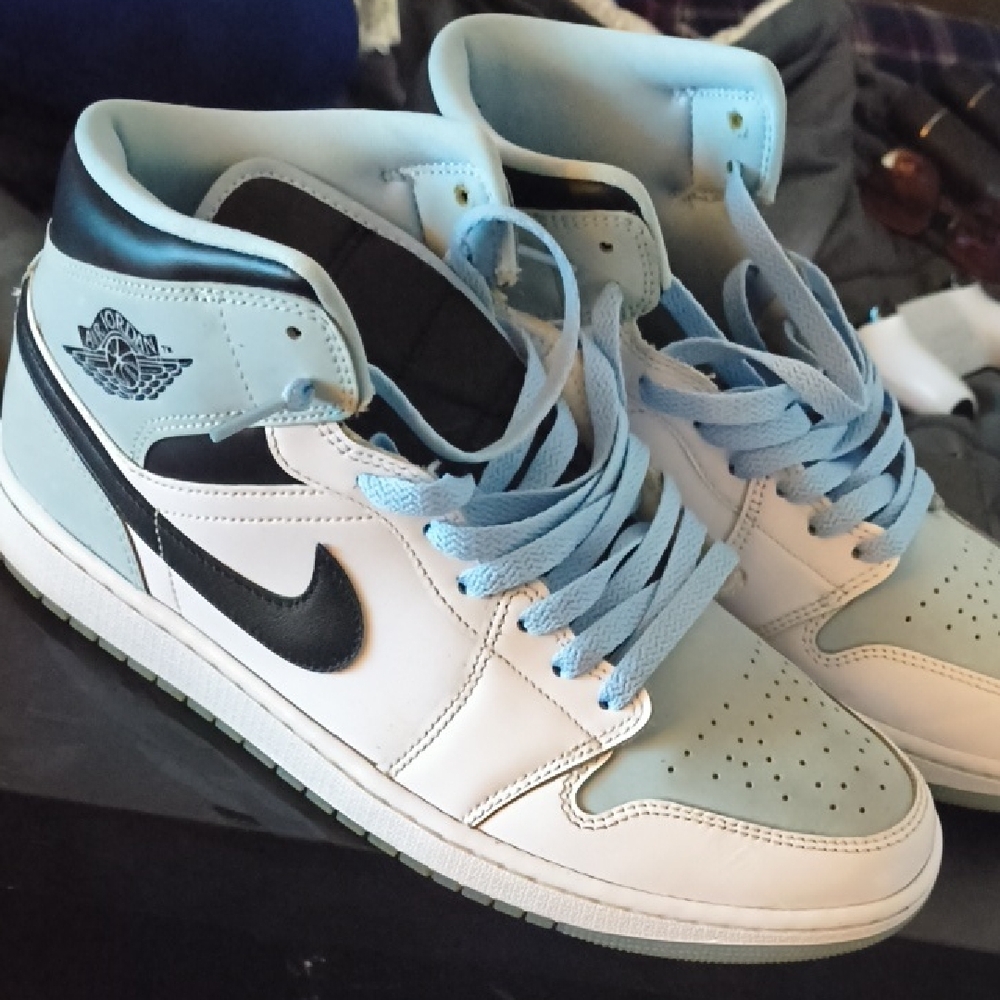 Nike Men's High-Top Sneakers - Light Blue and White